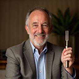 Client Michael in studio holding tuning fork
