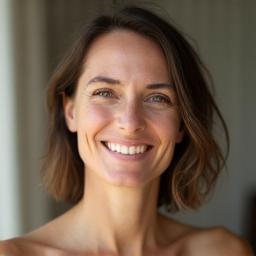Client Sarah smiling after a session